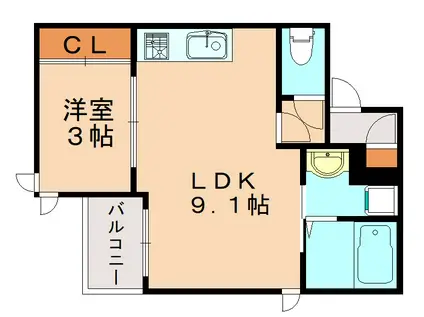 REGALESTラフィエ(1LDK/3階)の間取り写真