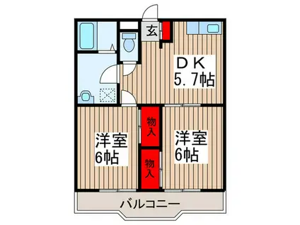 丸滝マンション(2DK/1階)の間取り写真