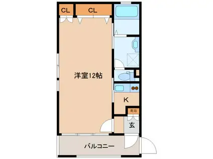 キューブ(1K/2階)の間取り写真