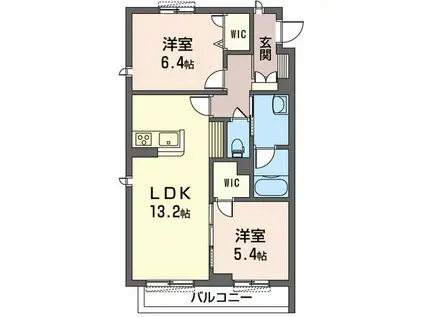 カデンツア(2LDK/2階)の間取り写真