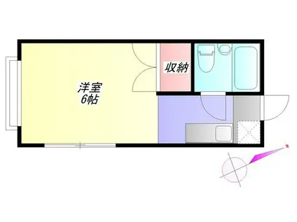 栄ミリオンコーポ第1(ワンルーム/2階)の間取り写真