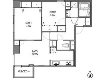 東京メトロ日比谷線 仲御徒町駅 徒歩7分 11階建 築27年(2LDK/2階)の間取り写真