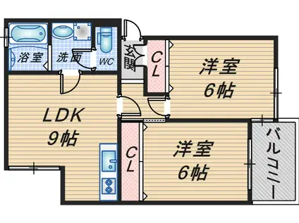 ハイツフルール(2LDK/2階)の間取り写真