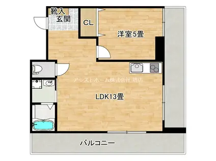 シティーコート南瓦町II(1LDK/6階)の間取り写真