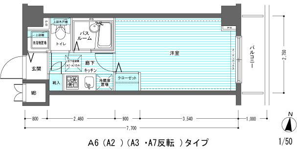 レジディア多摩川(1K/5階)の間取り写真