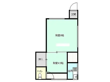 千羽荘(2K/1階)の間取り写真