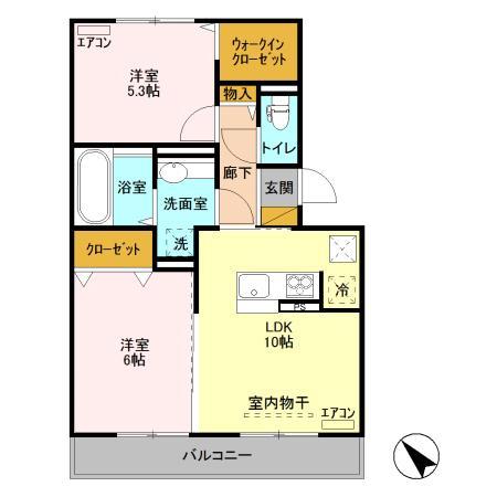 ライトパレスうずら野(2LDK/1階)の間取り写真