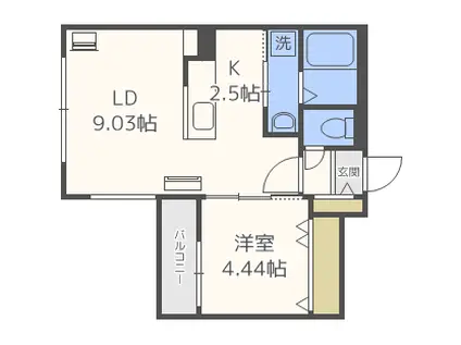 ビッグレジデンス美園(1LDK/2階)の間取り写真