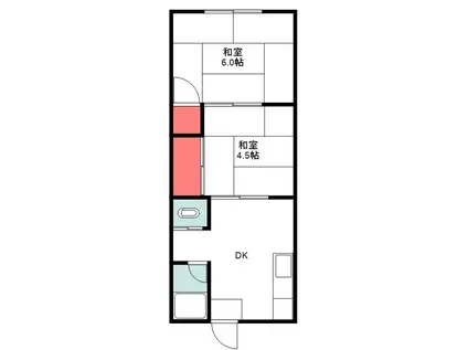 メゾン月夜見(2DK/2階)の間取り写真