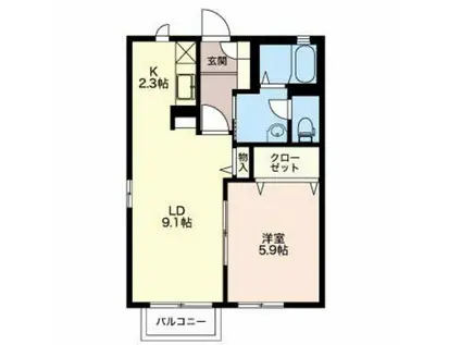 オーブ寺島 B(1LDK/1階)の間取り写真