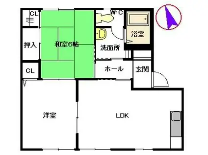ファミーユ島町 B棟(2LDK/1階)の間取り写真