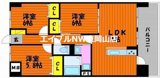 ラ・パティオ(3LDK/4階)の間取り写真