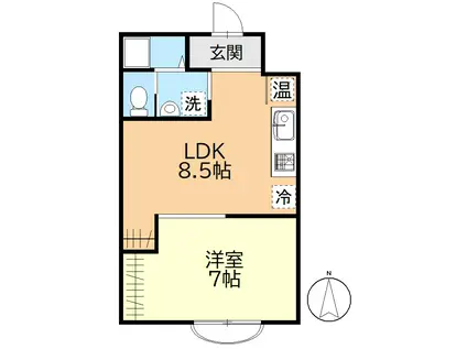上牧マンション(1LDK/2階)の間取り写真