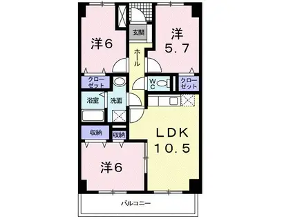 ミレニアム・アリュール(3LDK/3階)の間取り写真