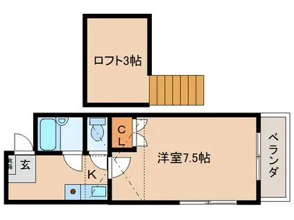 フラッツ南紀寺(1K/2階)の間取り写真