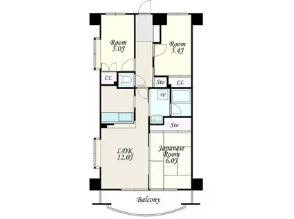 エクセルなみき(3LDK/4階)の間取り写真