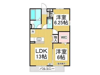 ルント・ベルクB棟(2LDK/3階)の間取り写真