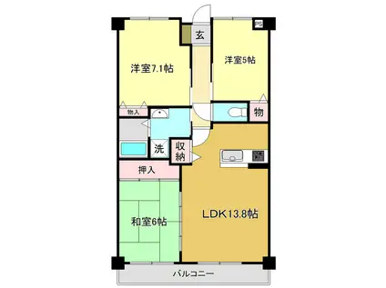 リヴィエール大高(3LDK/3階)の間取り写真