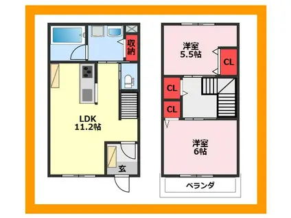 VILLA DE GRACE A棟(2LDK/1階)の間取り写真