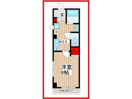 ワイズレーヴ(1K/2階)の間取り写真