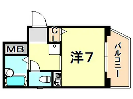 ヴィオス多聞(ワンルーム/5階)の間取り写真