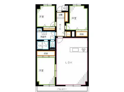 サンコート井草(3LDK/2階)の間取り写真