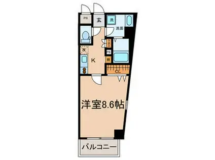 スカイコート葵(1K/8階)の間取り写真