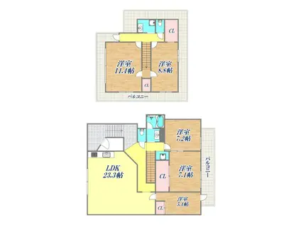 リアライズ甲南山手(5LDK/5階)の間取り写真