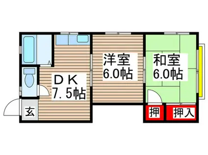 ハイツ秋山(2DK/2階)の間取り写真