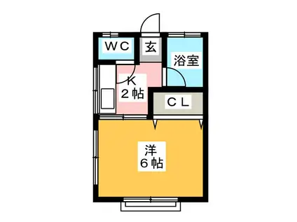 緑荘(1K/2階)の間取り写真