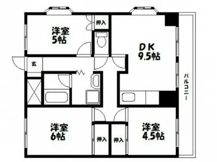 アンシャンテ岡山(3DK/4階)の間取り写真