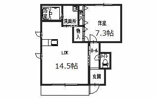 MASTCOURT鳴神(1LDK/1階)の間取り写真