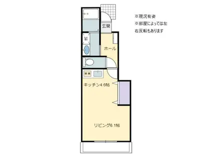 ロベリアIIB棟(ワンルーム/1階)の間取り写真