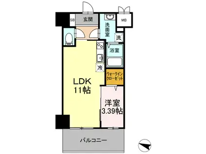 グランクラブ(1LDK/8階)の間取り写真
