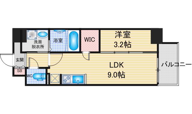 メイクスアート名駅ウエスト(1LDK/8階)の間取り写真