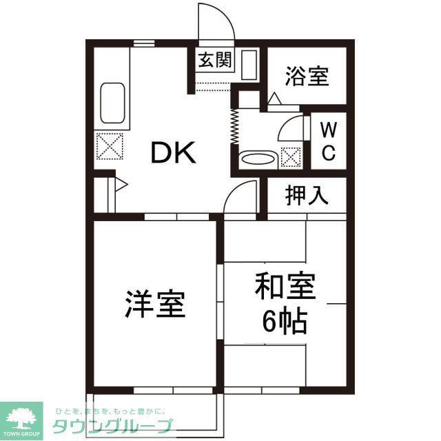 フィールドシティー A棟(2DK/1階)の間取り写真