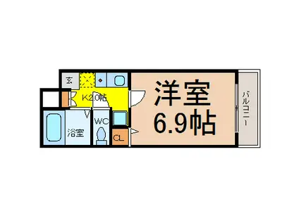 地下鉄東山線 池下駅 徒歩1分 4階建 築20年(1K/4階)の間取り写真