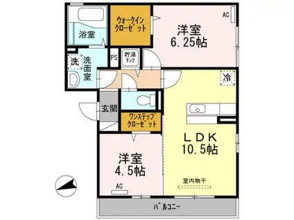 ヴィラ長吉(2LDK/2階)の間取り写真