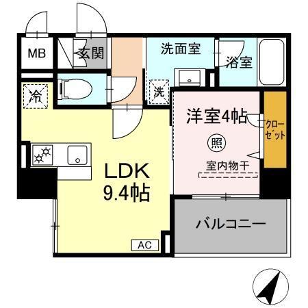 KYOKUYOUモダンベース天神(1LDK/5階)の間取り写真