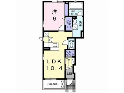 エムズ・カーサI(1LDK/1階)の間取り写真