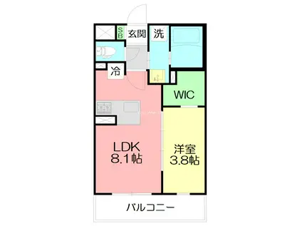 FLEURS DE CERISIER(1LDK/2階)の間取り写真