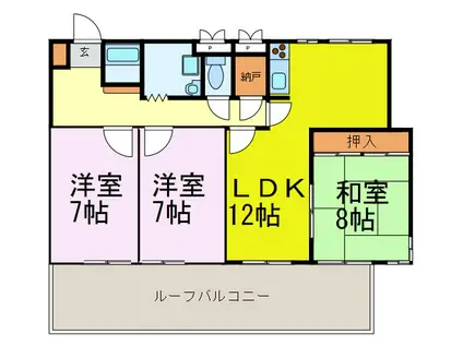 新舞子シーサイドマンション(3LDK/4階)の間取り写真
