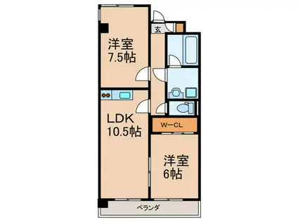 ペアシティー2(2LDK/1階)の間取り写真