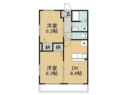 フレスコマンションIIIA棟(2DK/1階)の間取り写真