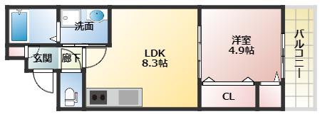 クレアール大久保(1LDK/2階)の間取り写真