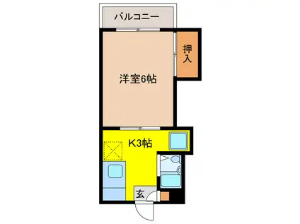 ラヴィアンローズ(1K/3階)の間取り写真