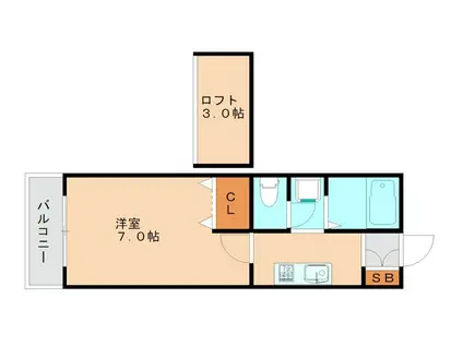 ROUTE多々良II(1K/2階)の間取り写真