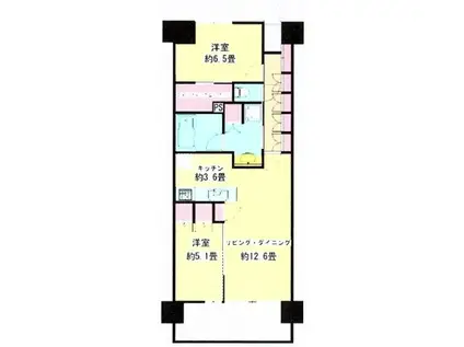 ローレルコート姫路大手前通(2LDK/15階)の間取り写真