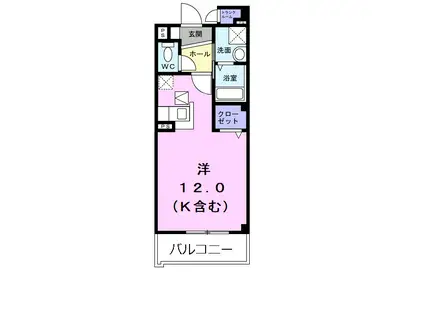 サンリッツ高宮C(ワンルーム/2階)の間取り写真