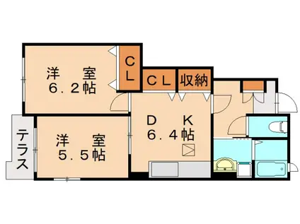 ベル・コリーヌI(2DK/1階)の間取り写真